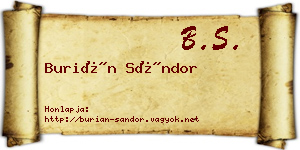 Burián Sándor névjegykártya