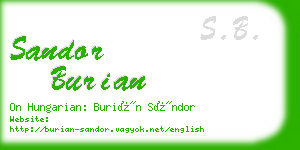 sandor burian business card